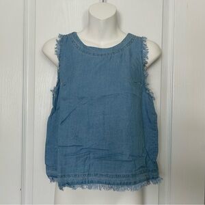 Thread & Supply Blue Frayed Tank Top